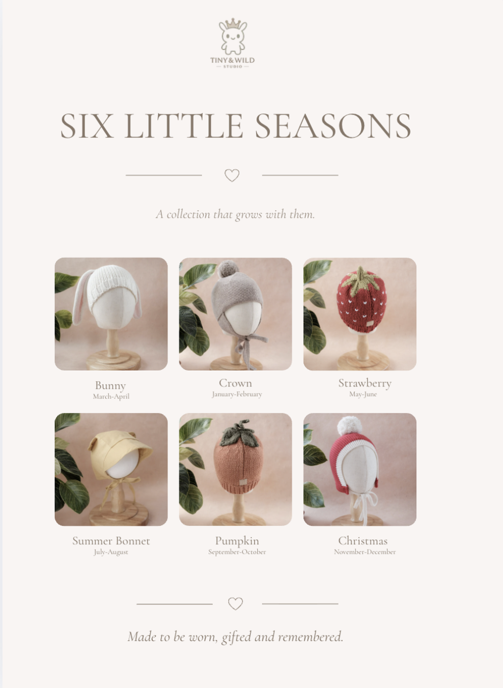 Tiny & Wild Six Little Seasons poster showing all six seasonal pieces